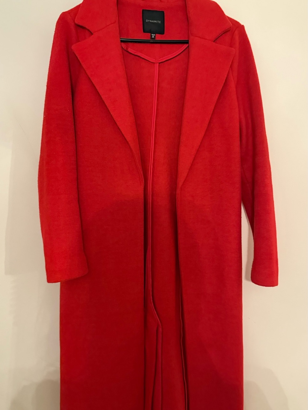 Dynamite Red Long Open-Front Trench Coat